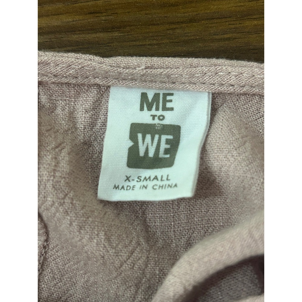 Me To We Mauve Ruffle Linen Crop Top Womens XS Rayon Linen Blend Short Sleeve - Picture 6 of 8